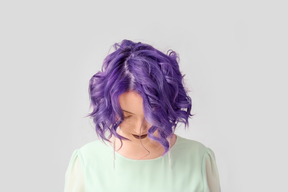 Violet Shattered Bob With Messy Layers
