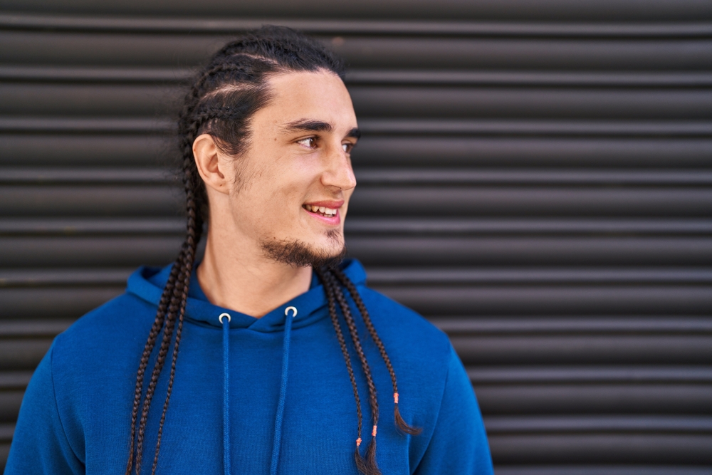 Straight-Back Loose Medium Cornrows, a featured white man's braided hairstyle