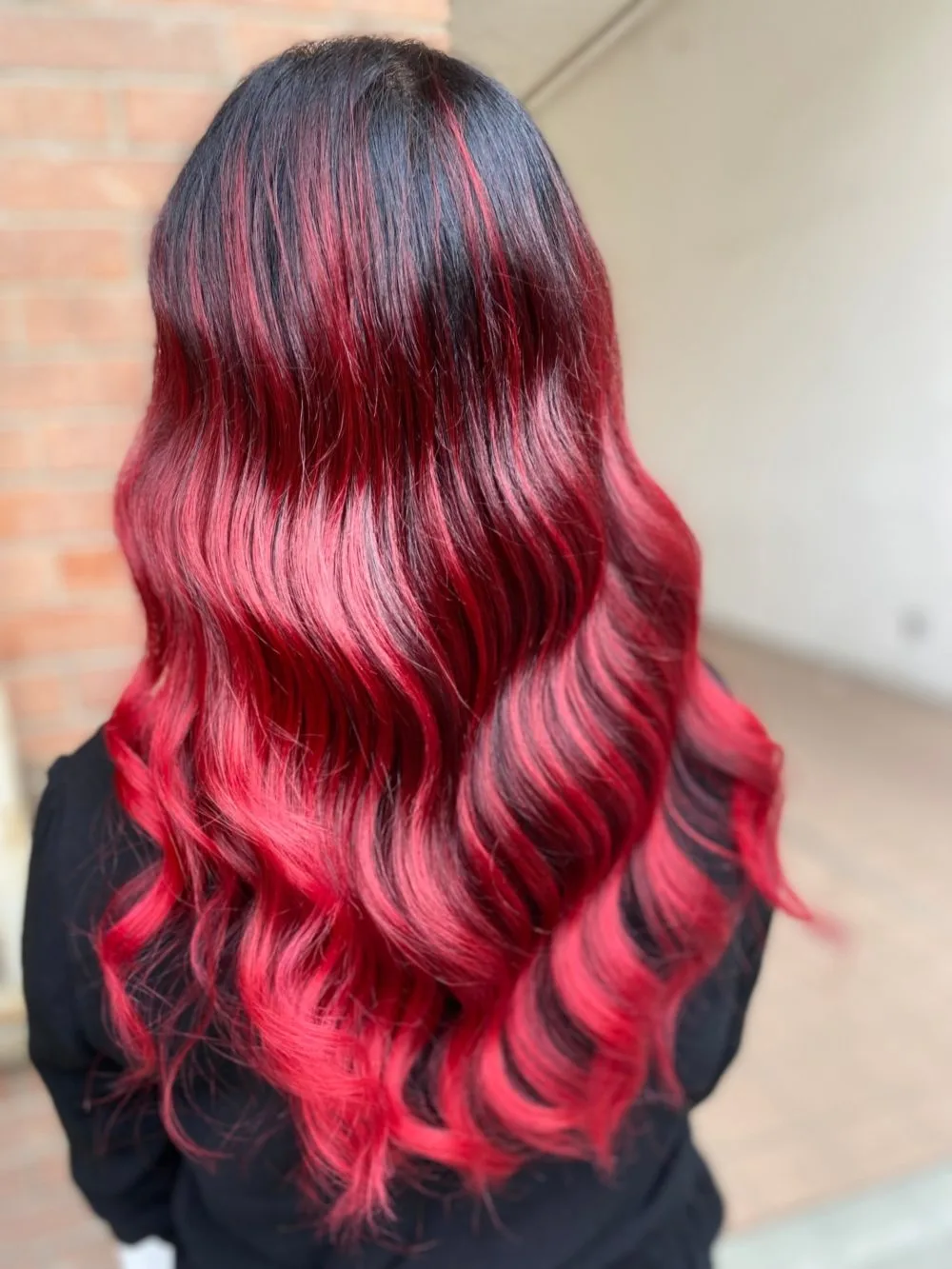 Crimson Red Balayage, a great red hair highlights idea