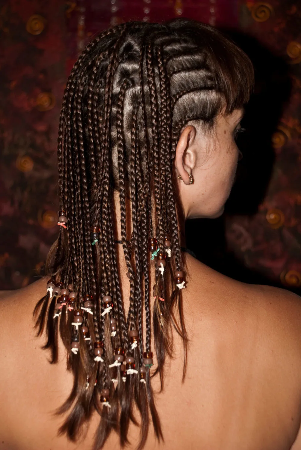Half-Back Flat Braids With Earthy Beads for a piece on braids with beads hairstyles