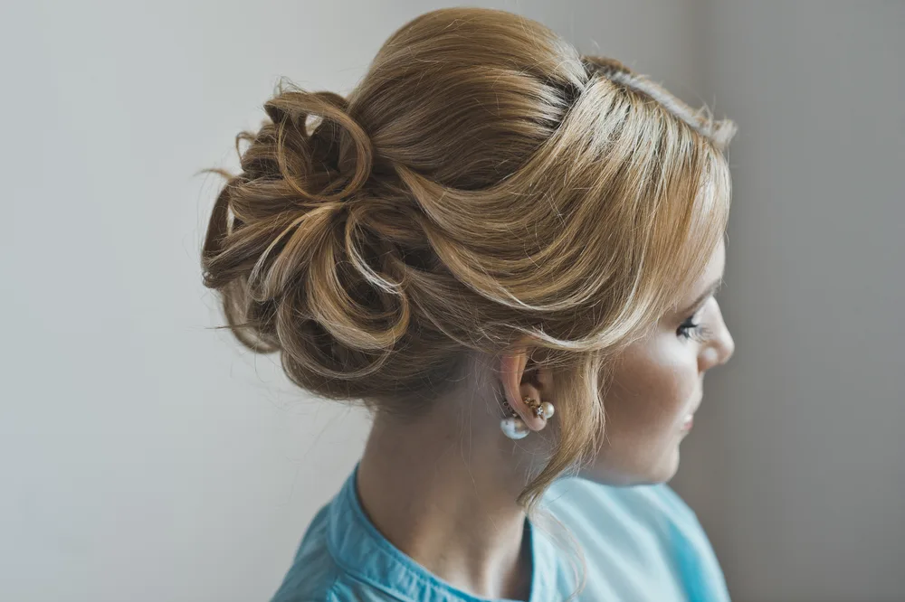 Middle Part Updo With Crown Volume
