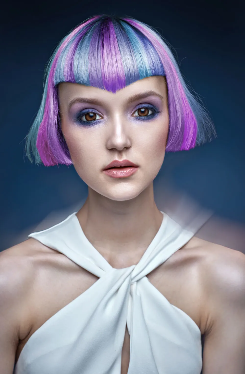 Striped Ultraviolet and Aquamarine purple and blue hair idea