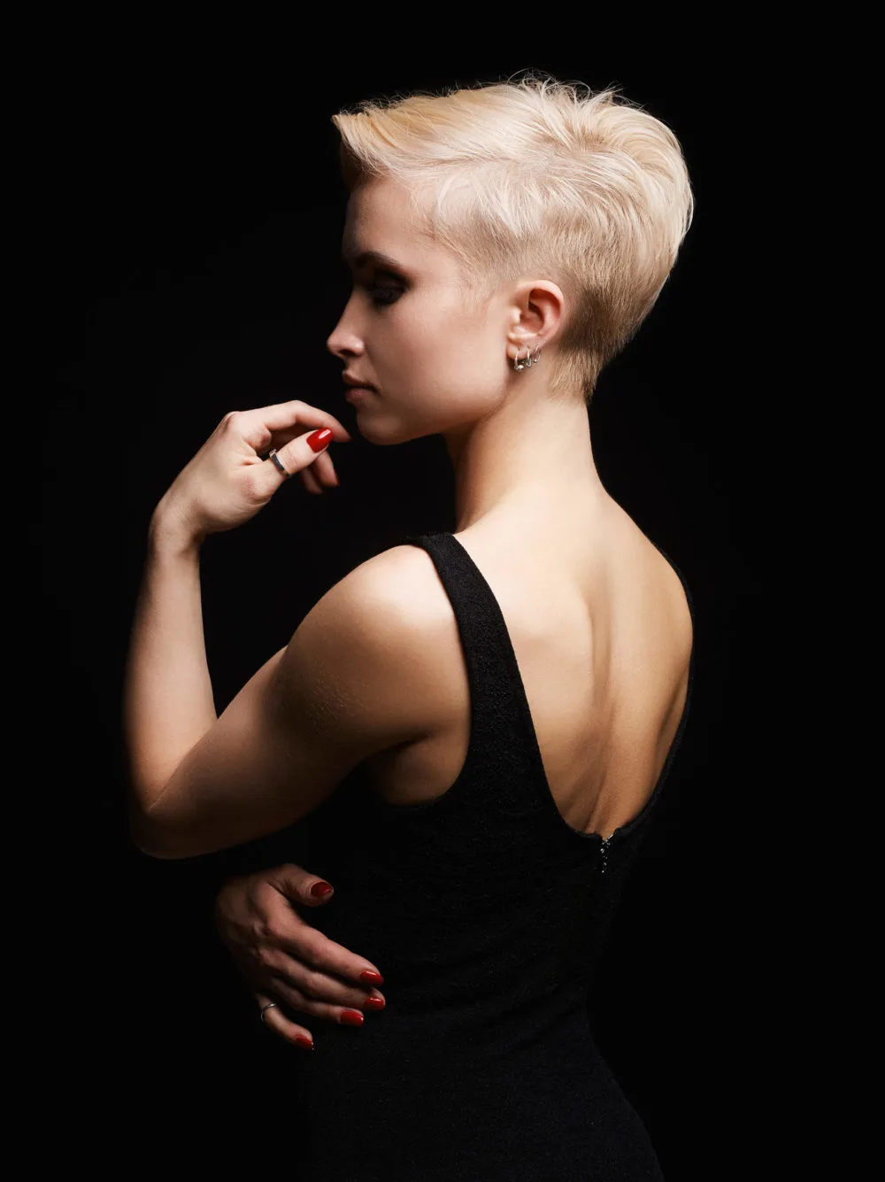 Edgy Tapered Pixie With Burst Fade, a great short haircut for thick haired women