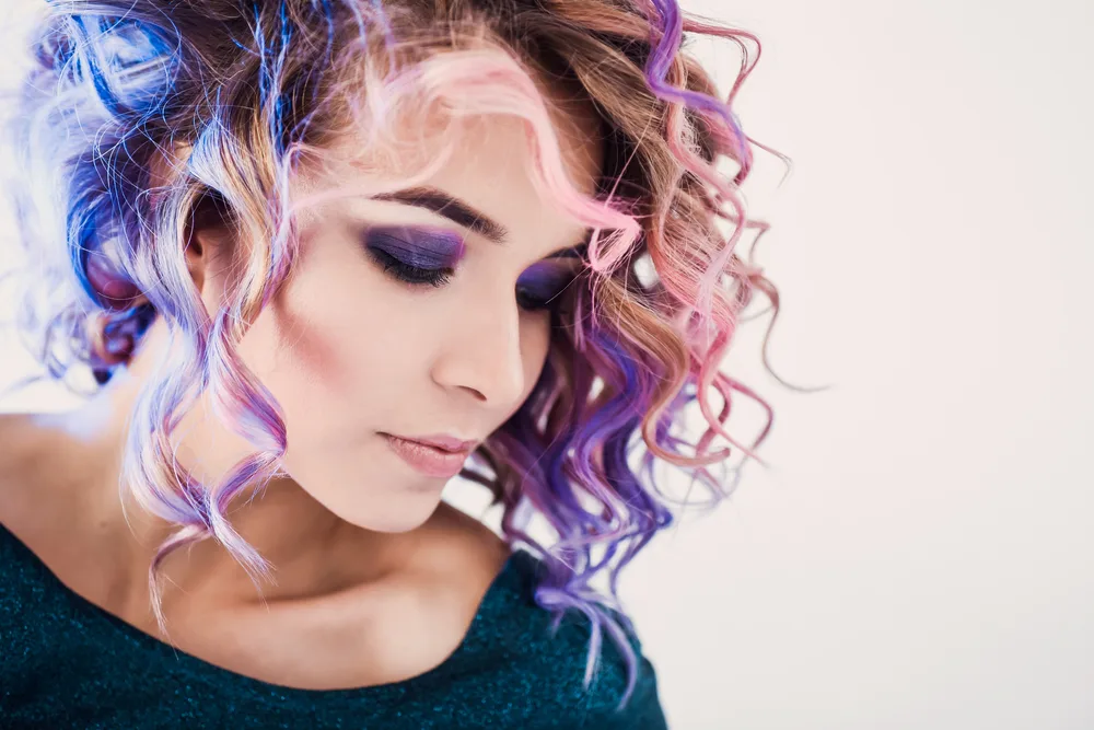 Blush, Sapphire, and Orchid Ribbon Lights blue and purple hair idea