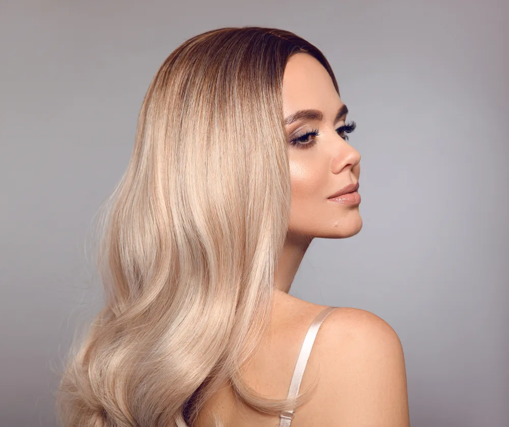 Medium Golden Blonde With Root Melt, a hair color for medium skin tones
