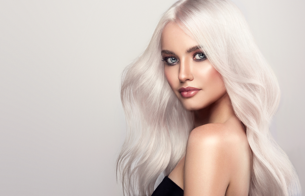 Cool Icy Platinum Blonde for the best hair color for grey eyed people