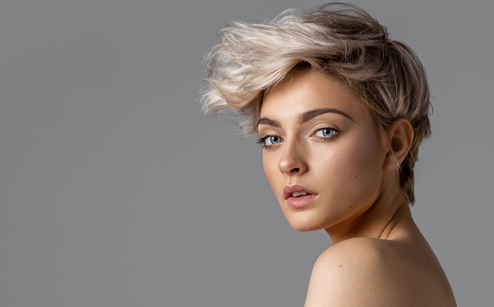 Platinum Balayage Pixie With Quiff, a featured short blonde hair style