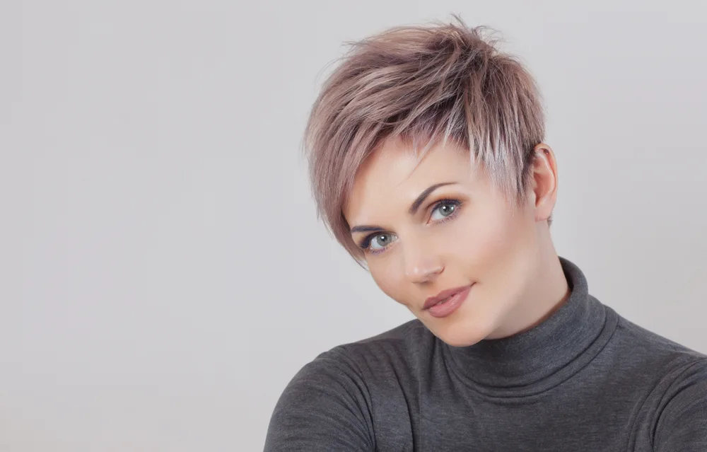 Silvered Lilac Blonde Spiky Pixie, a great hairstyle for women with short blonde hair